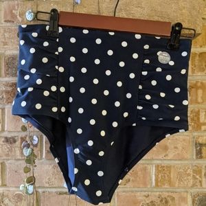 NEW retro polka dot ruche high waist swim bottom